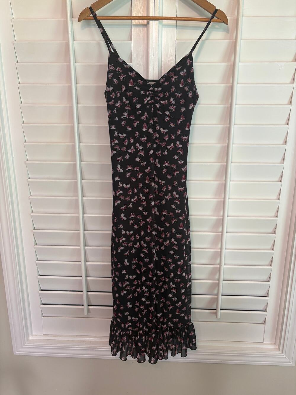 Ultra Flirt Black Butterfly Pattern Mesh Dress Medium